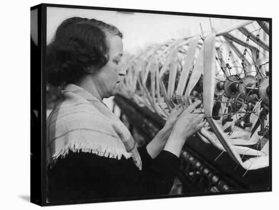 A Woman Working in a Silk and Rayon Mill, Burnley, Lancashire, Britain-Henry Grant-Premier Image Canvas