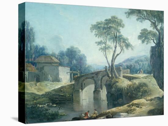 A Wooded Landscape with a Bridge over a River-Francois Boucher-Premier Image Canvas