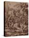 A Wooded Landscape with a River God and Putti pen and ink-Nicolas Poussin-Premier Image Canvas