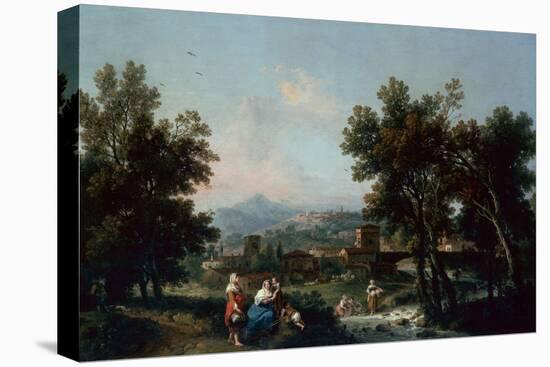 A Wooded Landscape with Washerwomen by a River-Francesco Zuccarelli-Premier Image Canvas