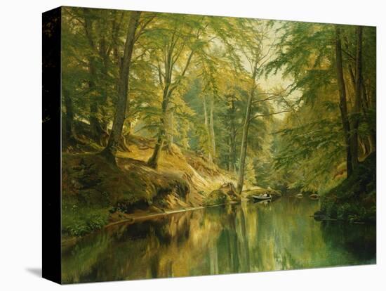 A Wooded River Landscape with Figures in a Boat, 1893-Christian Zacho-Premier Image Canvas
