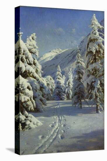 A Wooded Winter Landscape, Mortaratsch-Peder Mork Monsted-Premier Image Canvas