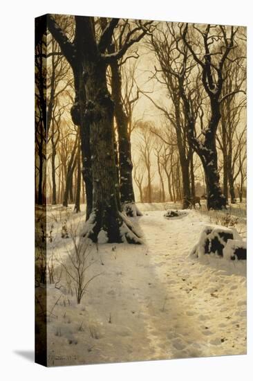 A Wooded Winter Landscape with Deer-Peder Mork Monsted-Premier Image Canvas