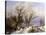 A Wooded Winter Landscape with Figures, 1863-E.J. Verboeckhoven and J.B. Klombeck-Premier Image Canvas