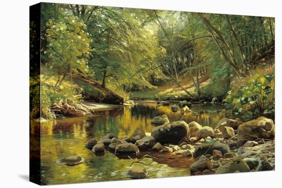 A Woodland River in Summer-Peder Monsted-Stretched Canvas