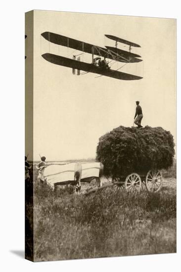 A Wright Airplane over a Hayfield in France, 1908, Flown by Wilbur Wright and a Pupil-null-Premier Image Canvas