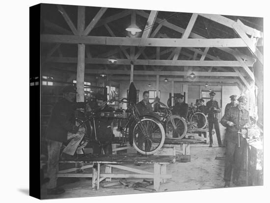 A WWI Motorcycle Repair Shop-English Photographer-Premier Image Canvas