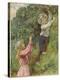 A Young Girl and a Young Boy Picking Blackberries-Eveline Lance-Premier Image Canvas
