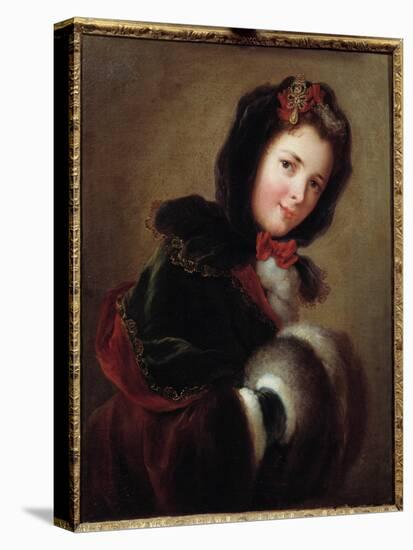 A Young Girl Dressed for Winter with Sleeve and Cape, 18Th Century (Oil on Canvas)-French School-Premier Image Canvas