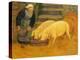 A Young Girl Feeding Two Pigs-Paul Serusier-Premier Image Canvas