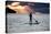 A Young Girl on a Stand Up Paddle Board on Baleia Beach at Sunset-Alex Saberi-Premier Image Canvas