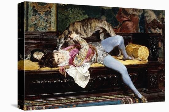 A Young Page, Playing with a Greyhound-Giovanni Boldini-Premier Image Canvas