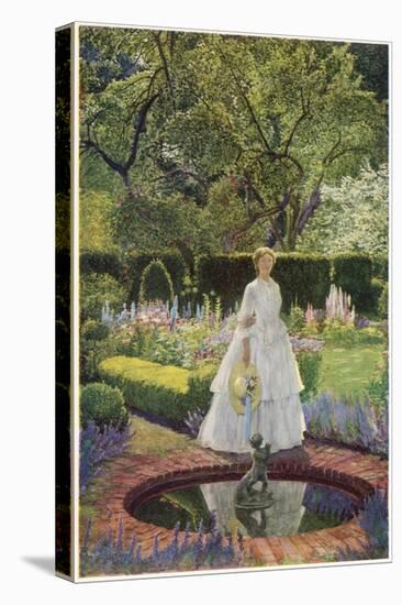 A Young Victorian Woman in an Idyllic Garden-null-Premier Image Canvas