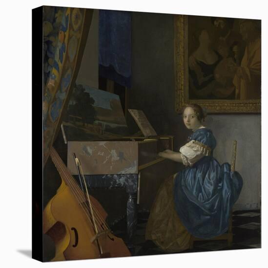 A Young Woman Seated at a Virginal, C. 1670-Johannes Vermeer-Premier Image Canvas