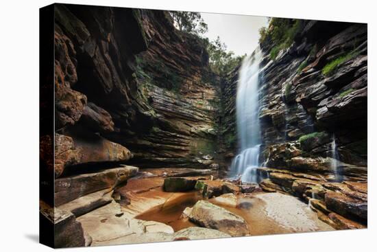 A Young Woman Stretches under Cachoeira Mosquito in Chapada Diamantina National Park-Alex Saberi-Premier Image Canvas