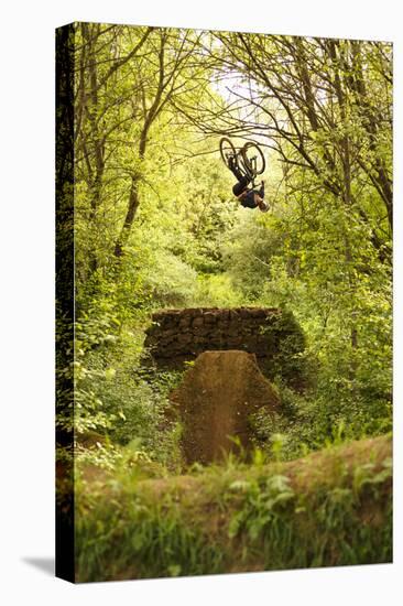 Aalen, Baden-Württemberg, Germany: A Young Freestyle Mt Biker Riding At A Secret Dirt Jump Spot-Axel Brunst-Premier Image Canvas