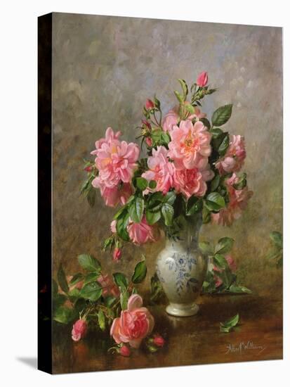 AB/1022 Roses in a Blue and White Vase-Albert Williams-Premier Image Canvas