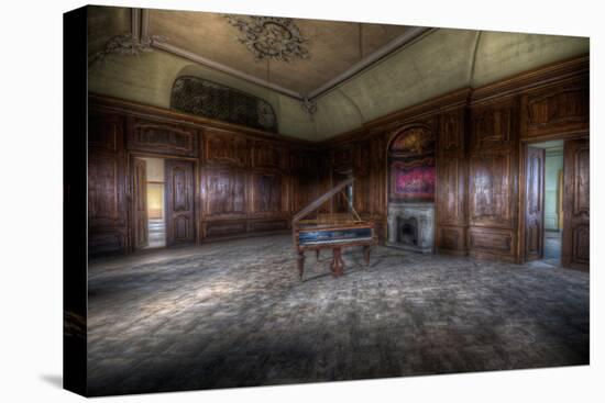 Abandoned Building Interior with Decorative Panelling and Old Grand Piano-Nathan Wright-Premier Image Canvas