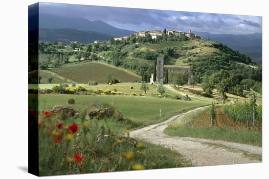 Abbey of Sant' Antimo, Tuscany. Hill Town of Castelnuovo Dell' Abate in Background-Joe Cornish-Premier Image Canvas