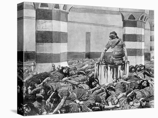 Abimelech slays his seventy brethren - Bible-James Jacques Joseph Tissot-Premier Image Canvas