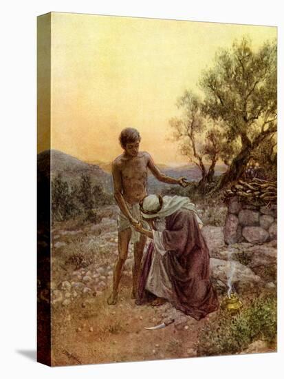Abraham and Isaac at Mount Moriah - Bible-William Brassey Hole-Premier Image Canvas