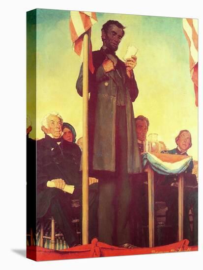 Abraham Lincoln Delivering the Gettysburg Address-Norman Rockwell-Premier Image Canvas