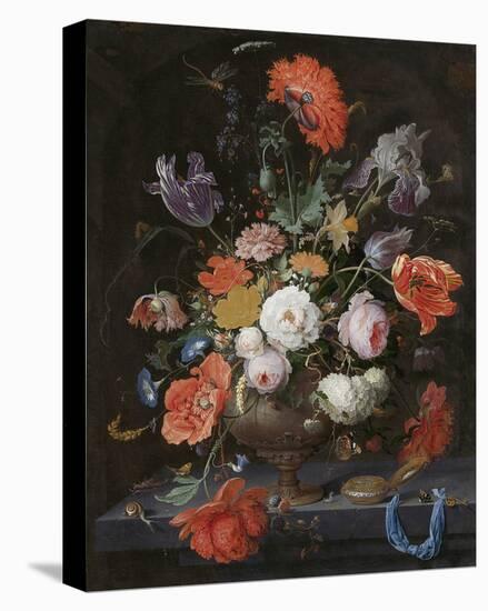 Abraham Mignon, Still Life with Flowers and a Watch-Dutch Florals-Stretched Canvas