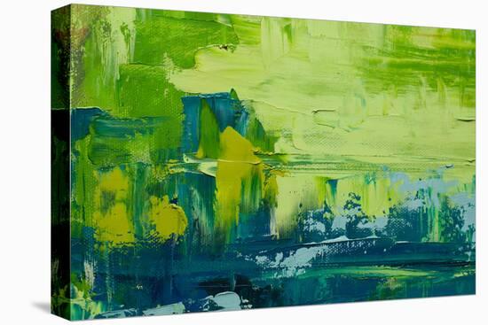 Abstract Art Background. Oil Painting on Canvas. Green and Yellow Texture. Fragment of Artwork. Spo-Sweet Art-Premier Image Canvas