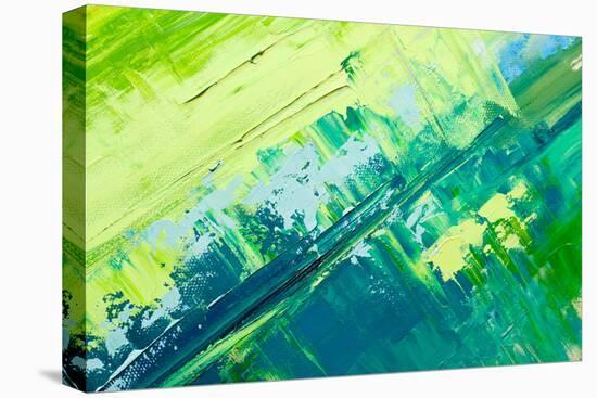 Abstract Art Background. Oil Painting on Canvas. Green and Yellow Texture. Fragment of Artwork. Spo-Sweet Art-Premier Image Canvas