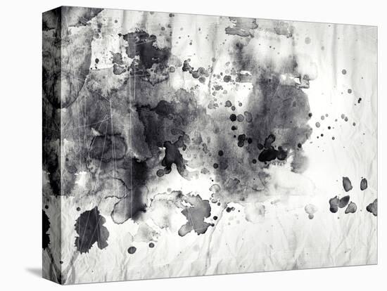 Abstract Black And White Ink Painting On Grunge Paper Texture-run4it-Stretched Canvas