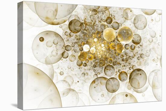 Abstract Chaotic Glittering Gold and Grey Bubbles. Fantasy Fractal Design. Digital Art. 3D Renderin-Klavdiya Krinichnaya-Stretched Canvas