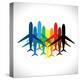 Abstract Colorful Airplane Icons-smarnad-Stretched Canvas