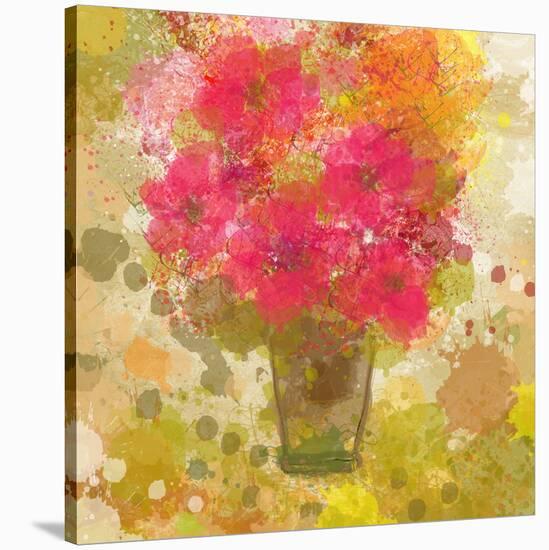 Abstract Colorful Flowers in Vase-Irena Orlov-Stretched Canvas