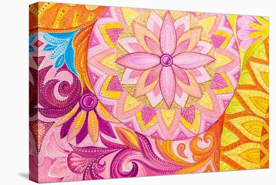 Abstract Drawing Oil Paints on A Canvas with Floral Ornament-Vensk-Stretched Canvas