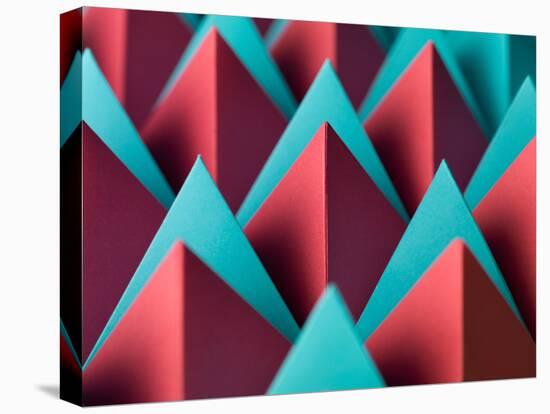 Abstract Geometrical Background with Colorful Paper Pyramids. Selective Focus-Abstract Oil Work-Premier Image Canvas