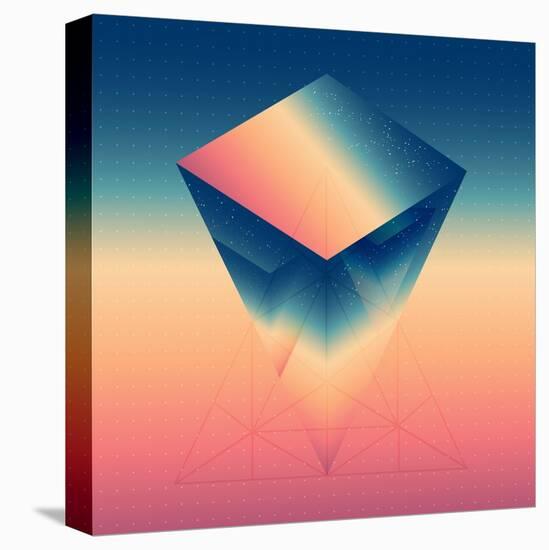 Abstract Isometric Prism with the Reflection of the Space and Low Poly Triangles on Blurred Backgro-Boris Znaev-Stretched Canvas