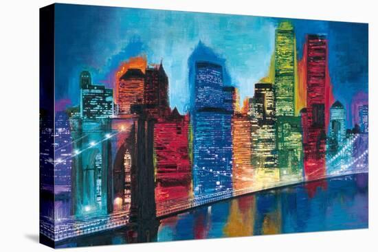 Abstract NYC Skyline at Night-Brian Carter-Stretched Canvas
