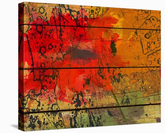 Abstract Red on Wood-Irena Orlov-Stretched Canvas