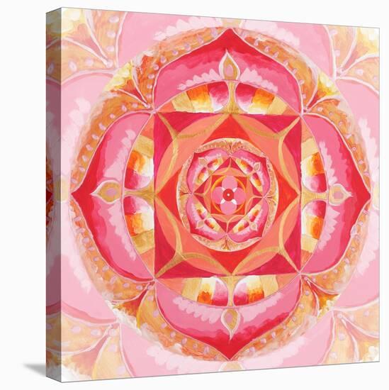 Abstract Red Painted Picture With Circle Pattern, Mandala Of Muladhara Chakra-shooarts-Stretched Canvas