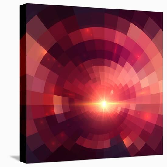 Abstract Red Shining Circle Tunnel Background-art_of_sun-Stretched Canvas