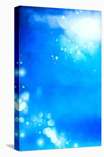 Abstract Textured Background: White Bokeh Patterns on Blue Sky-Like Backdrop-iulias-Stretched Canvas