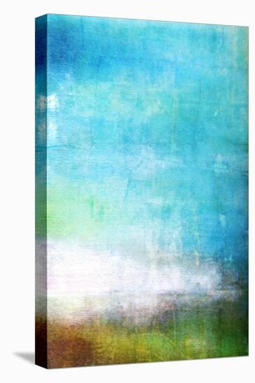 Abstract Textured Background: White, Brown, and Green Patterns on Blue Sky-Like Backdrop. for Art T-iulias-Stretched Canvas