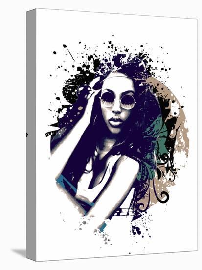 Abstract Vector Illustration with a Girl with Sunglasses-A Frants-Stretched Canvas