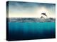Abstract with Dolphins in Ocean-Elena Schweitzer-Premier Image Canvas