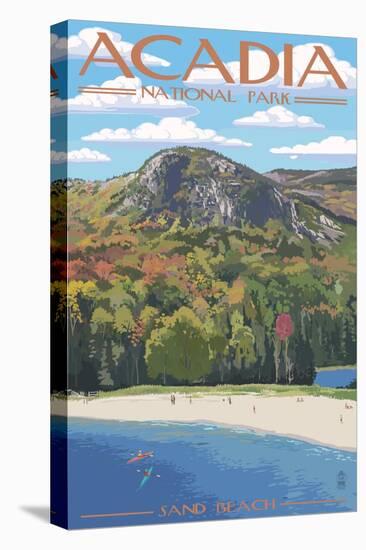 Acadia National Park, Maine - Sand Beach Scene-Lantern Press-Stretched Canvas