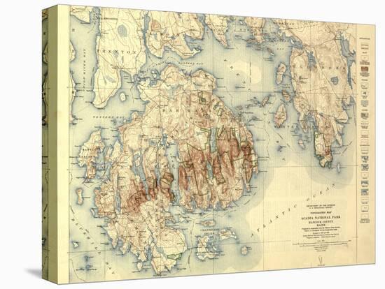 Acadia National Park - Topographic Panoramic Map-Lantern Press-Stretched Canvas