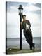 Actor Art Carney Leaning Against a Lamp Post-Leonard Mccombe-Premier Image Canvas