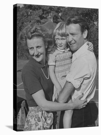 Actor John Mills Posing for a Picture with His Wife and Daughter Juliet-Tony Linck-Premier Image Canvas