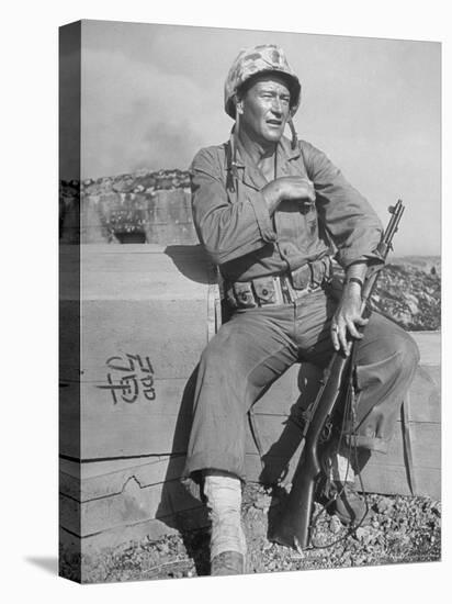 Actor John Wayne as Marine Sgt. Platoon Leader in Scene From the Movie "Sands of Iwo Jima"-Ed Clark-Premier Image Canvas