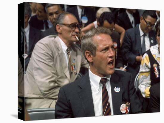 Actor Paul Newman and Playwright Arthur Miller Attending the Democratic National Convention-null-Premier Image Canvas